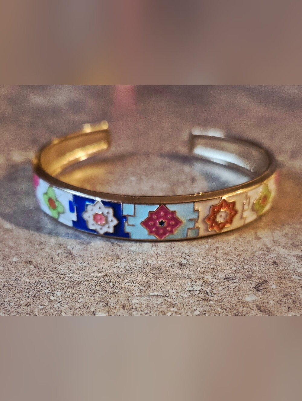 ✨️Boho- Colorful Floral Enamel Cuff Bracelet✨️
